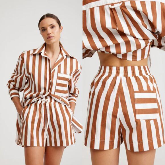 Tuckernuck Aston Studio The Harvey Short‎ in Cigar & Optic Stripe - Picture 1 of 4